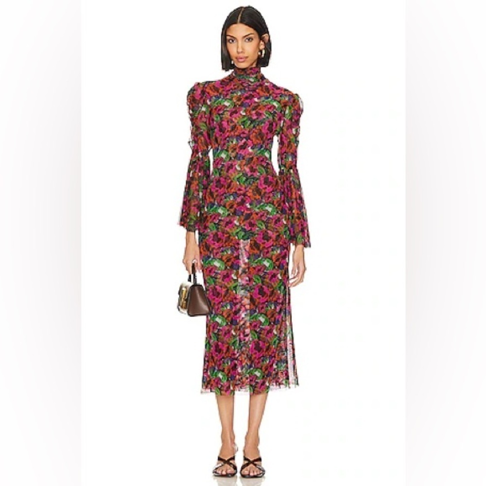 New! Misa Los Angeles Elektra Dress in Jewel Tone Flora MISA 🌺 Large NWT! - Picture 2 of 13